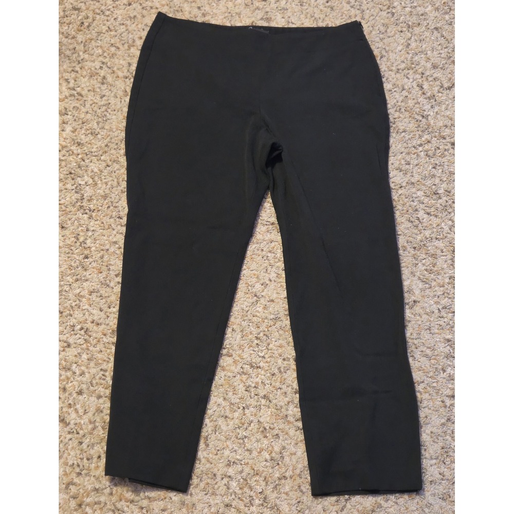 Talbots Petites Heritage Straight Leg Pants Women's Size 14P Black Side Zip